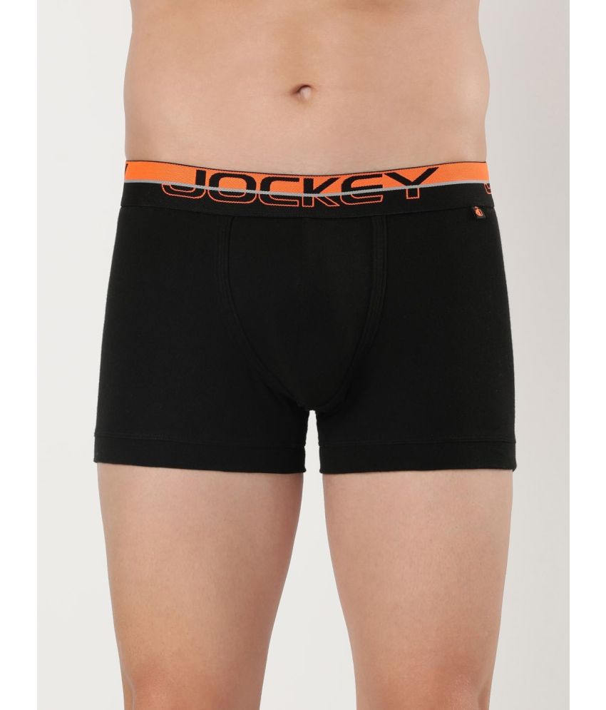     			Jockey FP03 Men Super Combed Cotton Rib Solid Trunk with Ultrasoft Waistband - Black