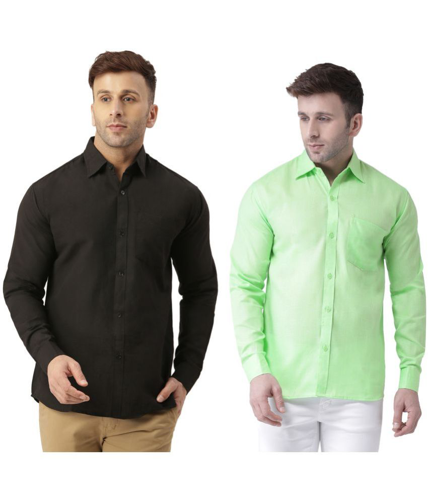     			KLOSET By RIAG 100% Cotton Regular Fit Solids Full Sleeves Men's Casual Shirt - Fluorescent Green ( Pack of 2 )