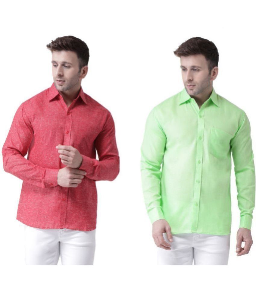     			KLOSET By RIAG 100% Cotton Regular Fit Solids Full Sleeves Men's Casual Shirt - Fluorescent Green ( Pack of 2 )