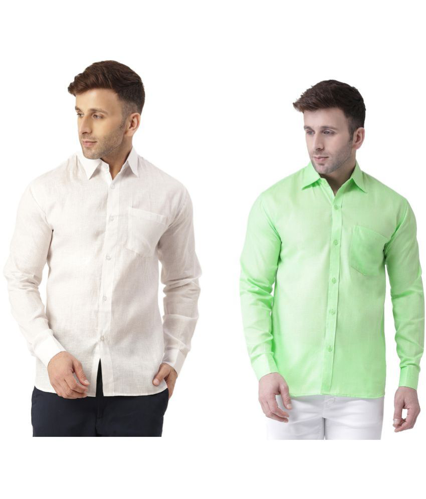     			KLOSET By RIAG 100% Cotton Regular Fit Solids Full Sleeves Men's Casual Shirt - Fluorescent Green ( Pack of 2 )