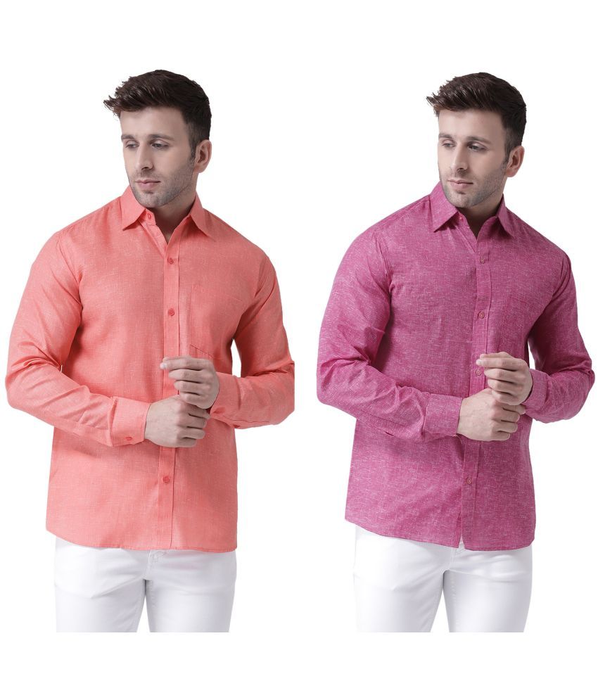     			KLOSET By RIAG 100% Cotton Regular Fit Solids Full Sleeves Men's Casual Shirt - Magenta ( Pack of 2 )