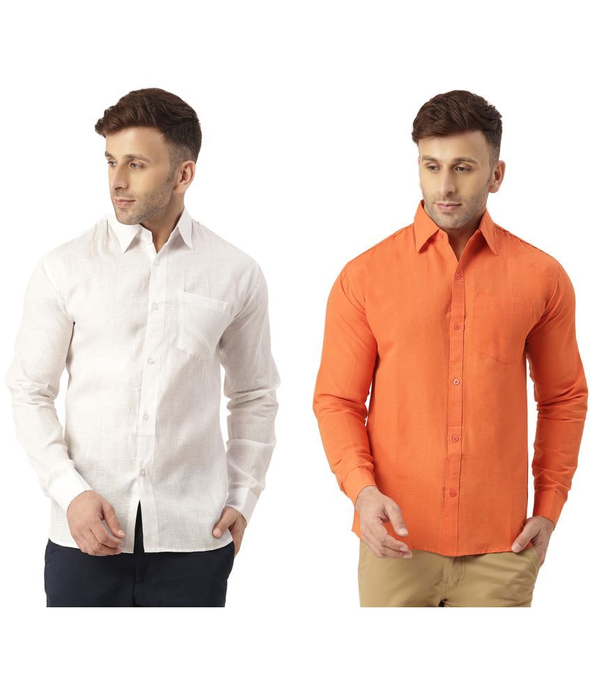     			KLOSET By RIAG 100% Cotton Regular Fit Solids Full Sleeves Men's Casual Shirt - Orange ( Pack of 2 )