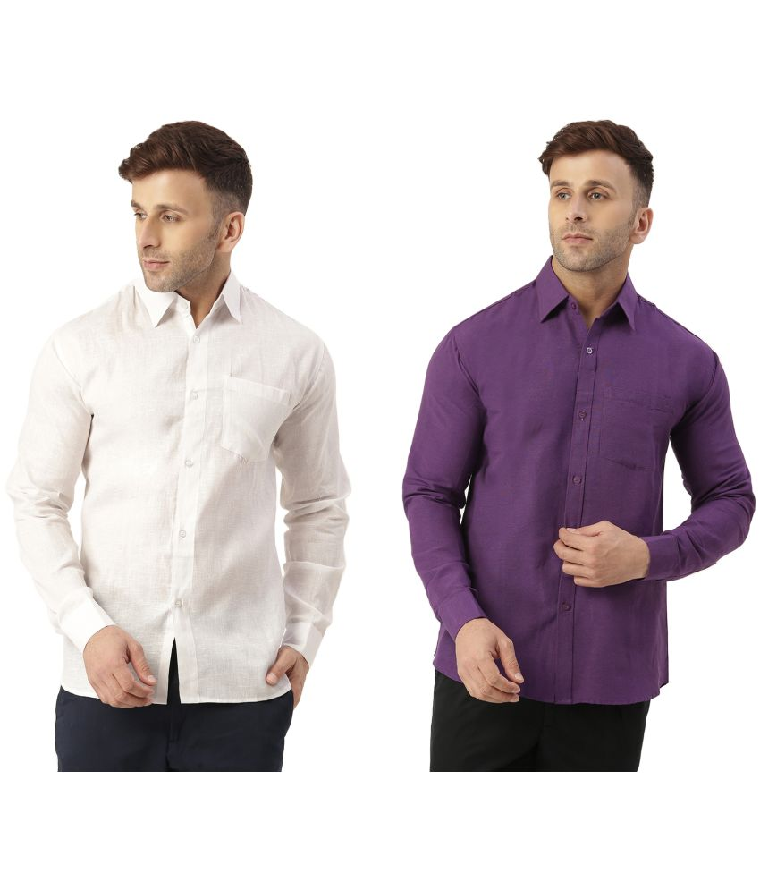     			KLOSET By RIAG 100% Cotton Regular Fit Solids Full Sleeves Men's Casual Shirt - Purple ( Pack of 2 )