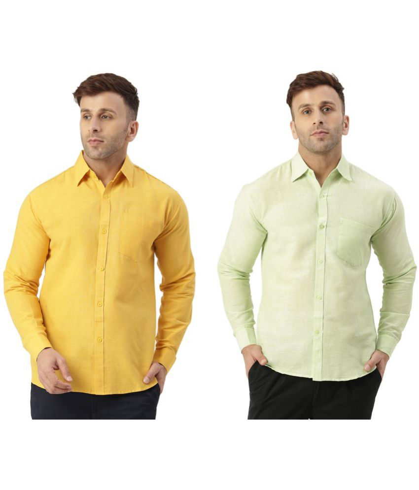     			KLOSET By RIAG 100% Cotton Regular Fit Solids Full Sleeves Men's Casual Shirt - Lime Green ( Pack of 2 )