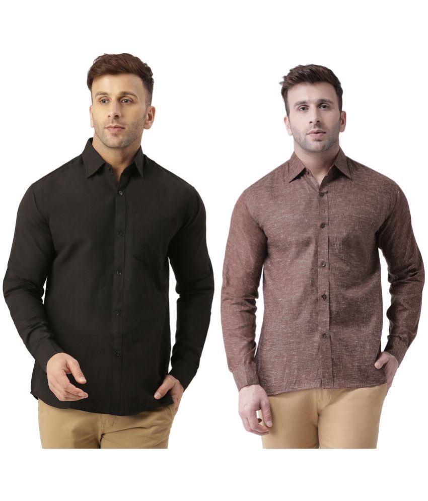     			KLOSET By RIAG 100% Cotton Regular Fit Solids Full Sleeves Men's Casual Shirt - Brown ( Pack of 2 )