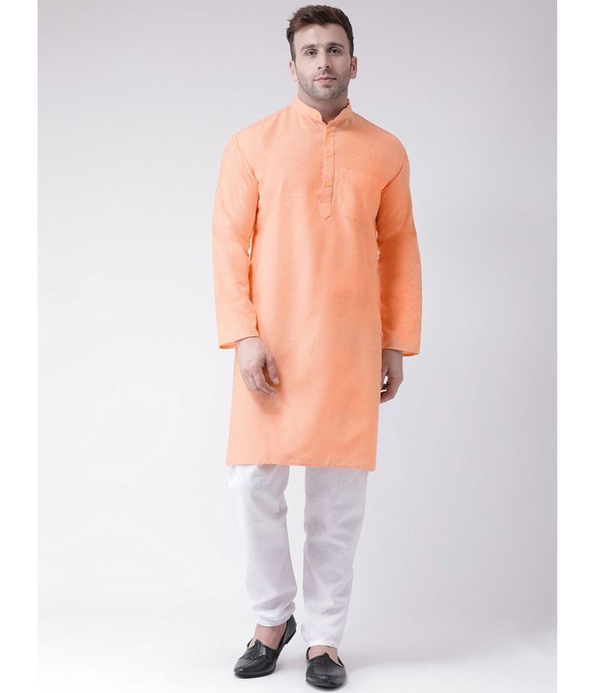     			KLOSET By RIAG Orange Cotton Regular Fit Men's Kurta Pyjama Set ( Pack of 1 )