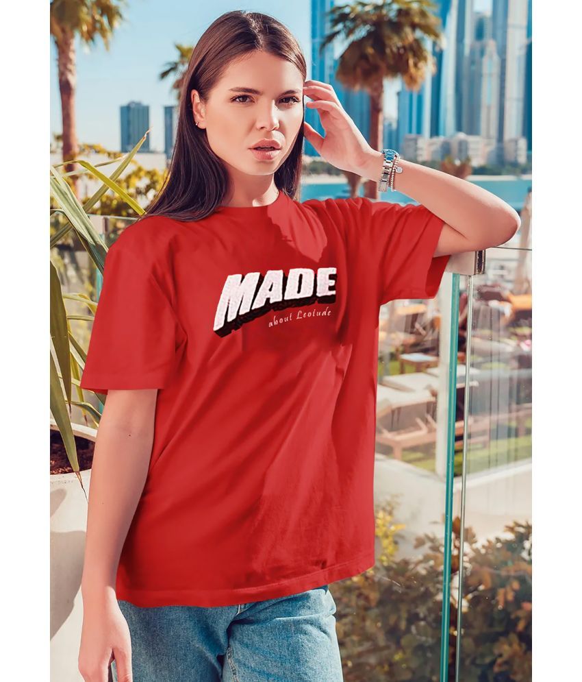     			Leotude - Red Cotton Blend Oversized Women's T-Shirt ( Pack of 1 )