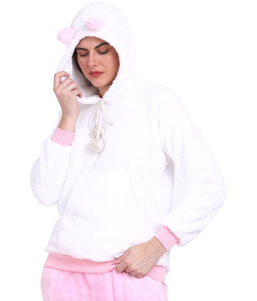     			PP Kurtis Faux Fur Women's Hooded Sweatshirt ( White )