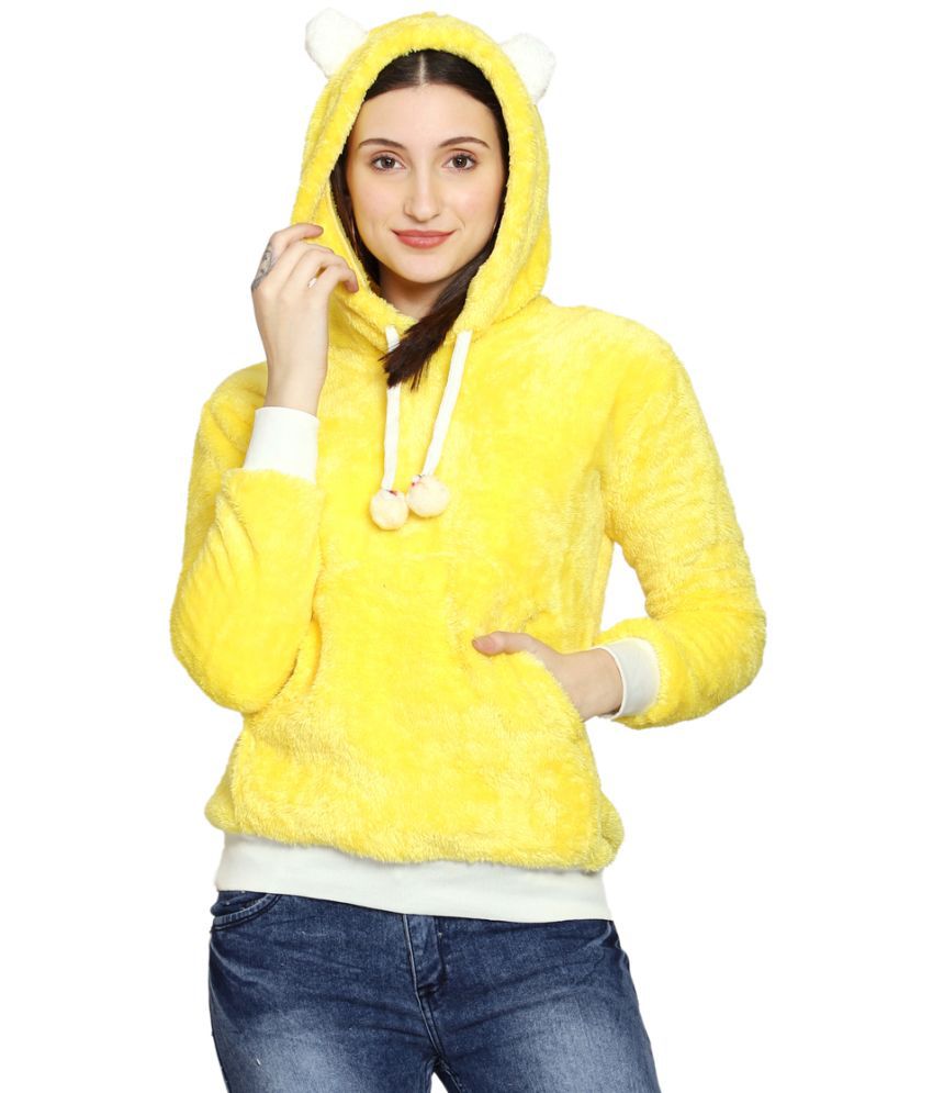     			PP Kurtis Faux Fur Women's Hooded Sweatshirt ( Yellow )