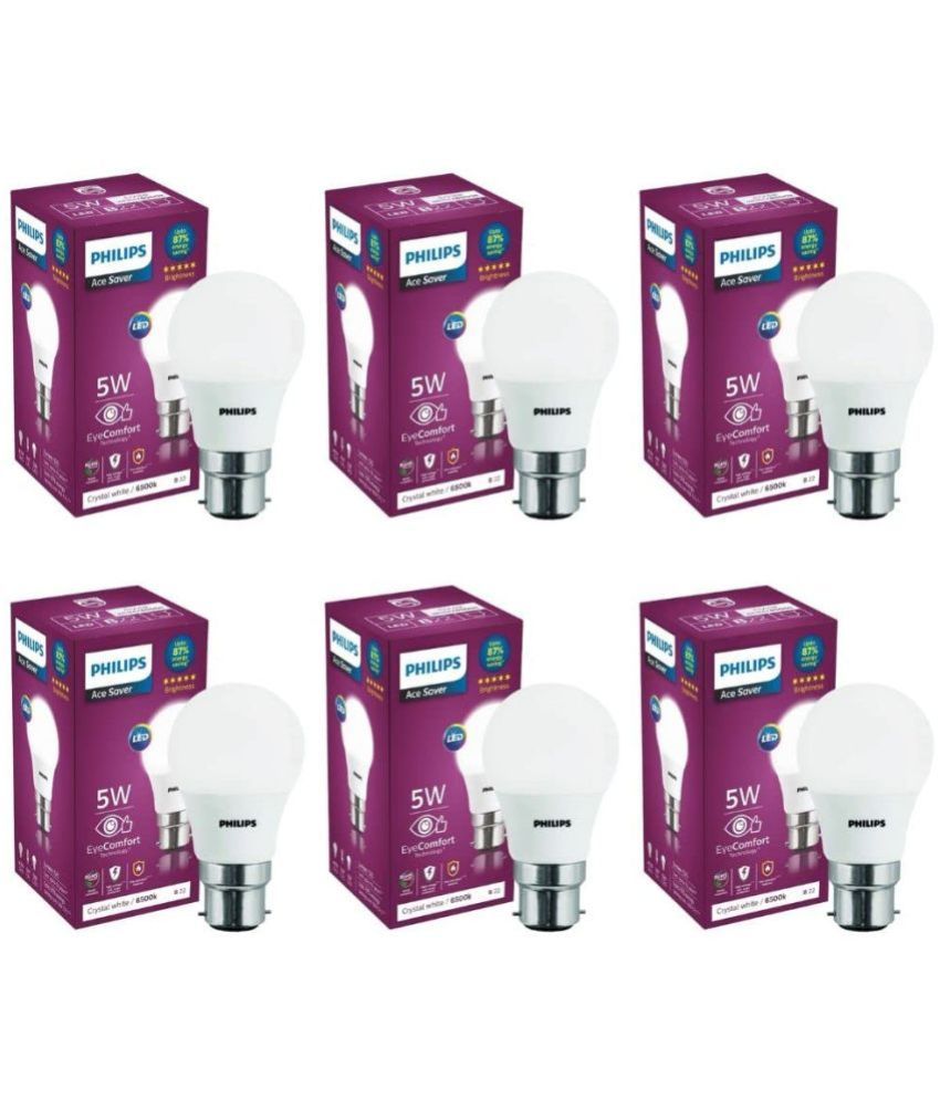     			Philips 5W Cool Day Light LED Bulb ( Pack of 6 )