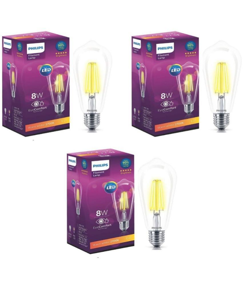    			Philips 8W Warm White LED Bulb ( Pack of 3 )