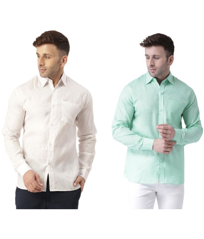    			RIAG 100% Cotton Regular Fit Solids Full Sleeves Men's Casual Shirt - Turquoise ( Pack of 2 )
