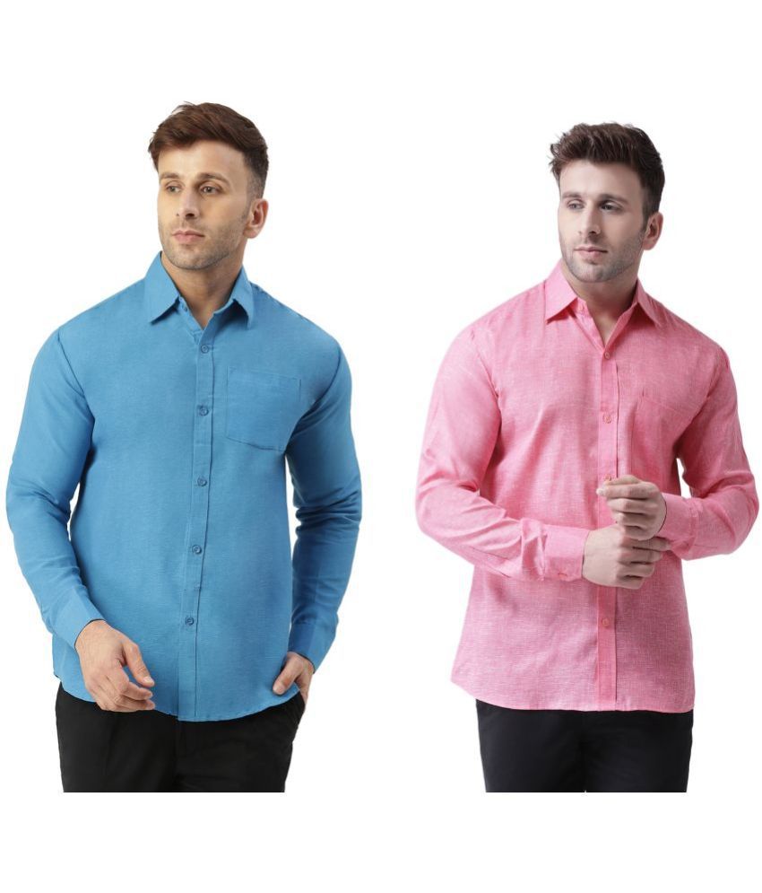     			RIAG 100% Cotton Regular Fit Solids Full Sleeves Men's Casual Shirt - Fluorescent Pink ( Pack of 2 )