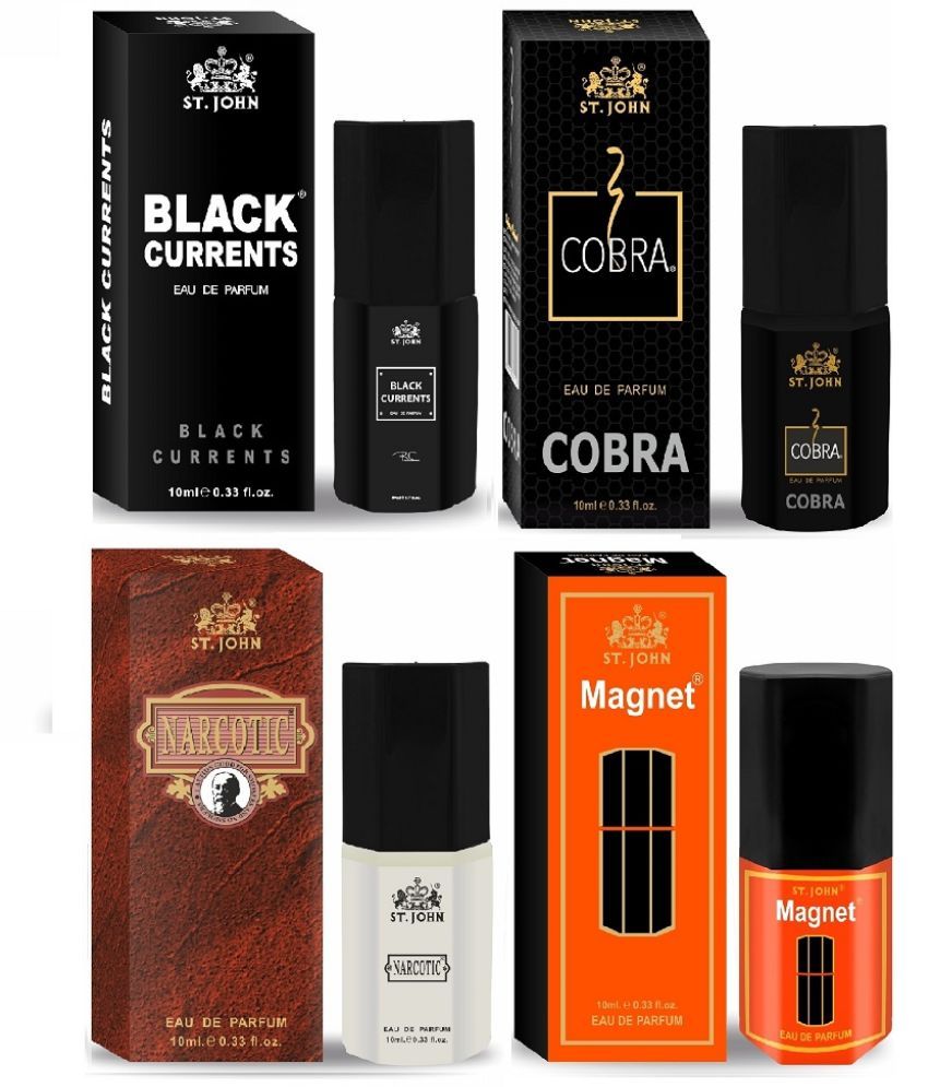     			ST.JOHN Cobra ,Black Currents,Narcotic & Magnet Pocket Perfume For Men 10ml Each (40ml) - Pack of 4