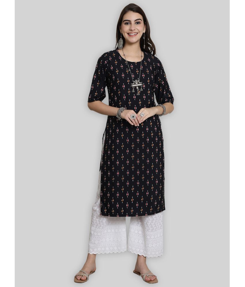     			1 Stop Fashion Crepe Printed Straight Women's Kurti - Black ( Pack of 1 )