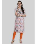 1 Stop Fashion Crepe Printed Straight Women's Kurti - White ( Pack of 1 )