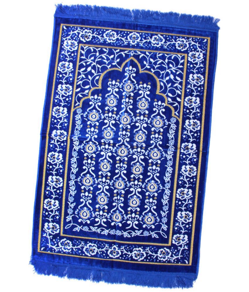     			ADIRNY Blue Single Regular Velvet Prayer Mat ( 110 X 70 cm )