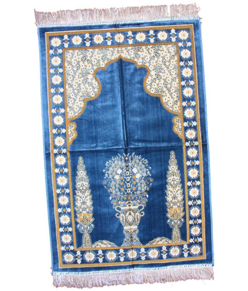     			ADIRNY Blue Single Regular Velvet Prayer Mat ( 110 X 70 cm )