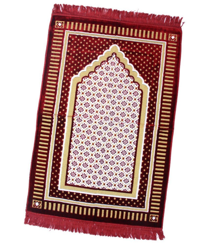     			ADIRNY Maroon Single Regular Velvet Prayer Mat ( 110 X 70 cm )