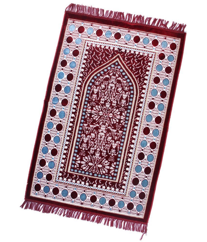     			ADIRNY Maroon Single Regular Velvet Prayer Mat ( 110 X 70 cm )