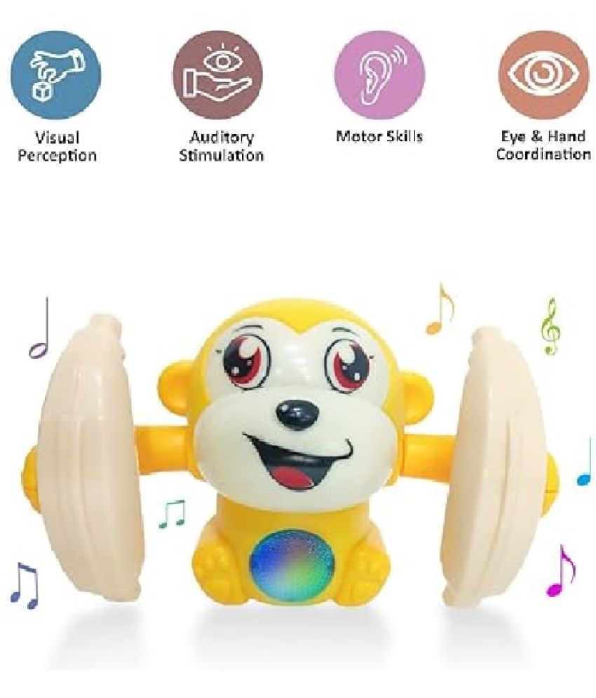     			Dancing Monkey Musical Toy for Kids Baby Spinning Rolling Doll Tumble Toy with Voice Control Musical Light and Sound Effects with Sensor