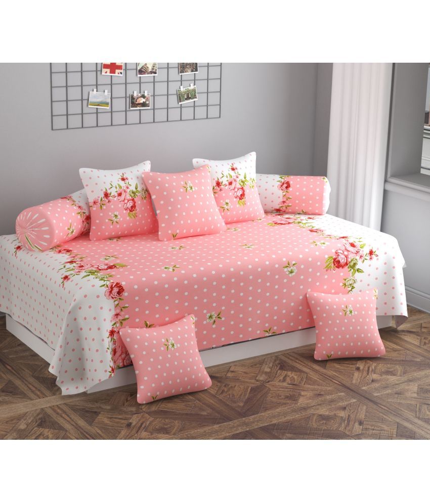     			HIDECOR Microfibre Abstract Diwan Set 8 Pcs - Pink