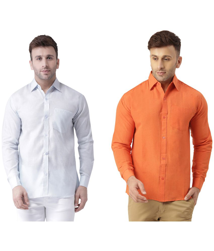     			KLOSET By RIAG 100% Cotton Regular Fit Solids Full Sleeves Men's Casual Shirt - Orange ( Pack of 2 )
