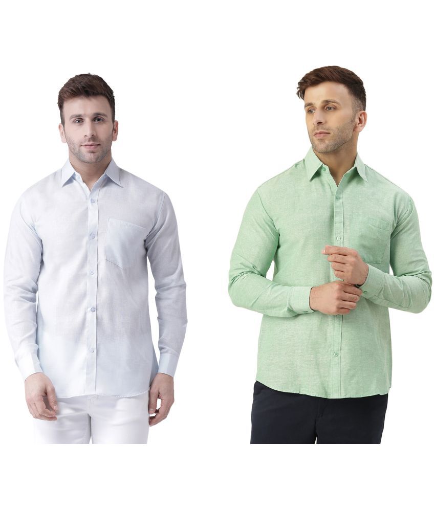     			KLOSET By RIAG 100% Cotton Regular Fit Solids Full Sleeves Men's Casual Shirt - Green ( Pack of 2 )