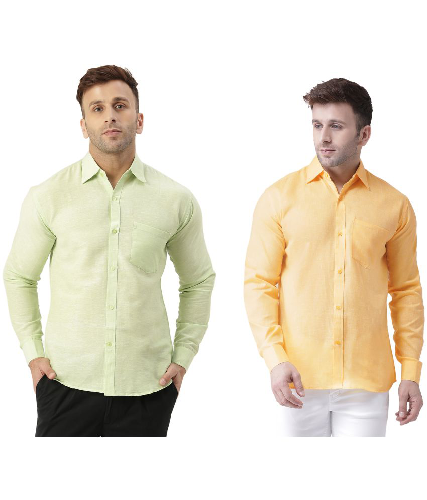     			KLOSET By RIAG 100% Cotton Regular Fit Solids Full Sleeves Men's Casual Shirt - Yellow ( Pack of 2 )