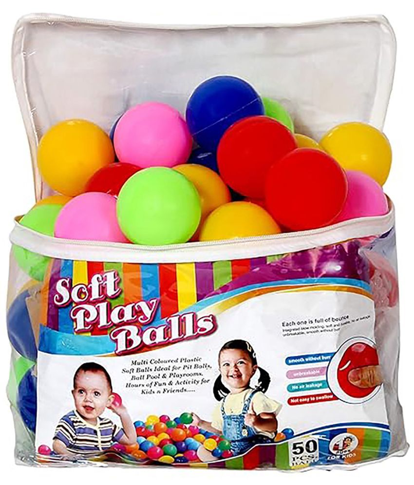     			RAINBOW RIDERS  Soft Balls Set of 50 pcs for Ball Polls and Swimming Pool in Zip Bag  For Kids Boys & Girls Age 2, 3, 4, 5, 6, 7, 8 Indoor Outdoor Game, Plastic  Multicolour Toy