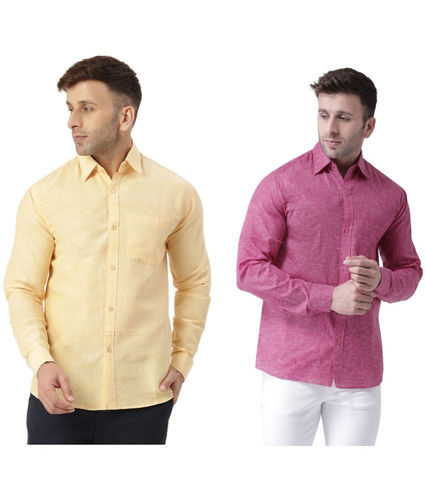     			RIAG 100% Cotton Regular Fit Self Design Full Sleeves Men's Casual Shirt - Magenta ( Pack of 2 )