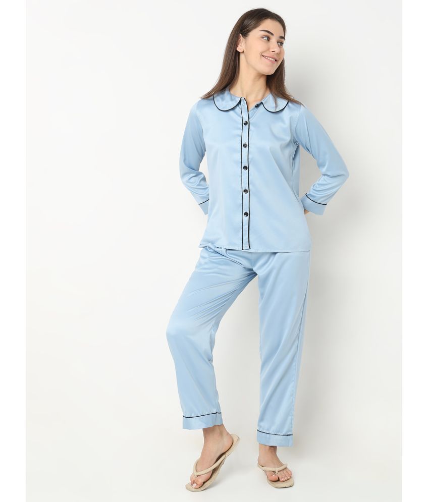     			Smarty Pants Blue Satin Women's Nightwear Nightsuit Sets ( Pack of 1 )