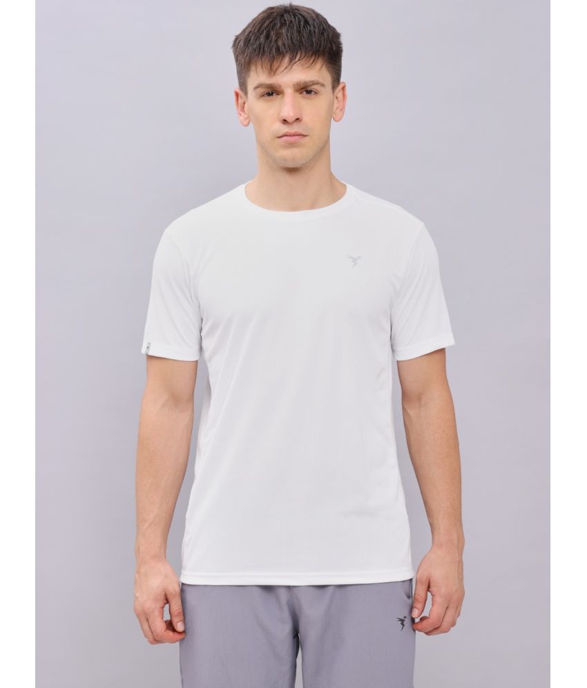     			Technosport White Polyester Slim Fit Men's Sports T-Shirt ( Pack of 1 )