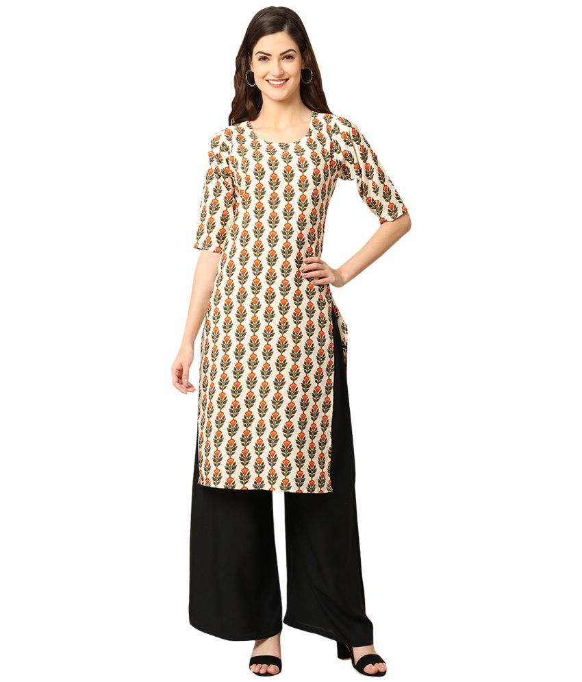     			1 Stop Fashion Crepe Printed Straight Women's Kurti - Multicolor ( Pack of 1 )