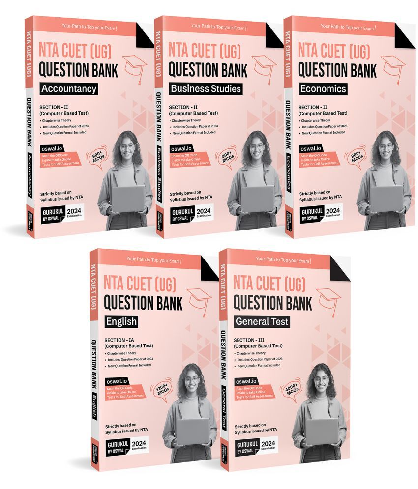    			Gurukul NTA CUET Commerce Question Bank Bundles (Set of 5) Exam 2024 : Accountancy, Business Studies, Economics, English & General Test (MCQs, Chapterwise Theory, 2023 Solved Paper, New Paper Pattern)