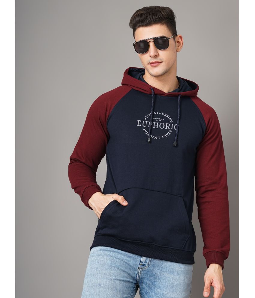     			Paul Street Cotton Blend Hooded Men's Sweatshirt - Navy Blue ( Pack of 1 )