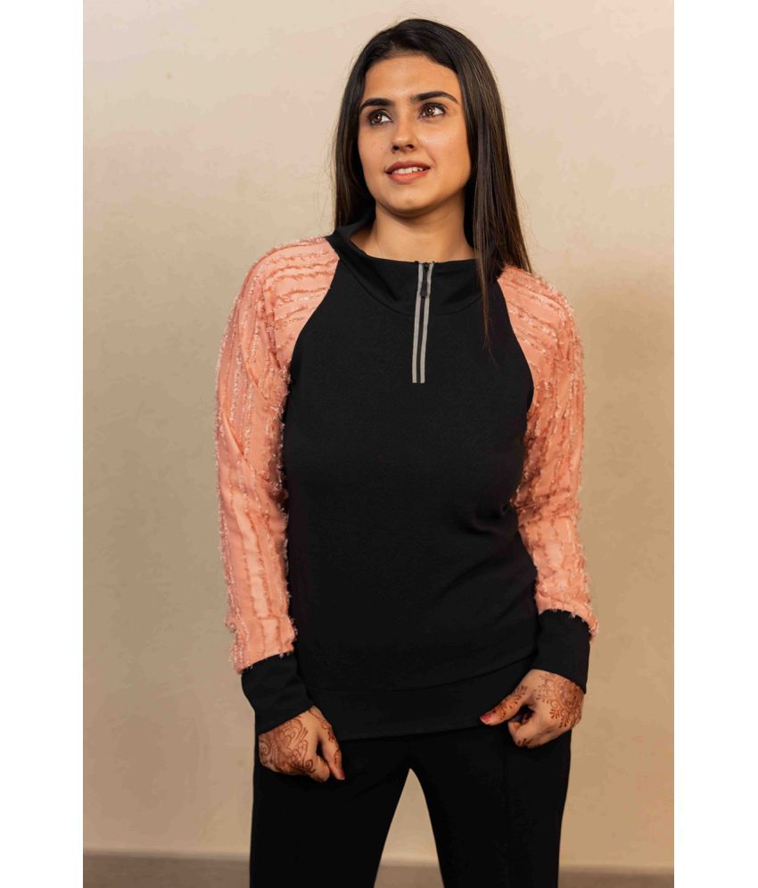     			Prettify Cotton Blend Women's Zippered Sweatshirt ( Black )