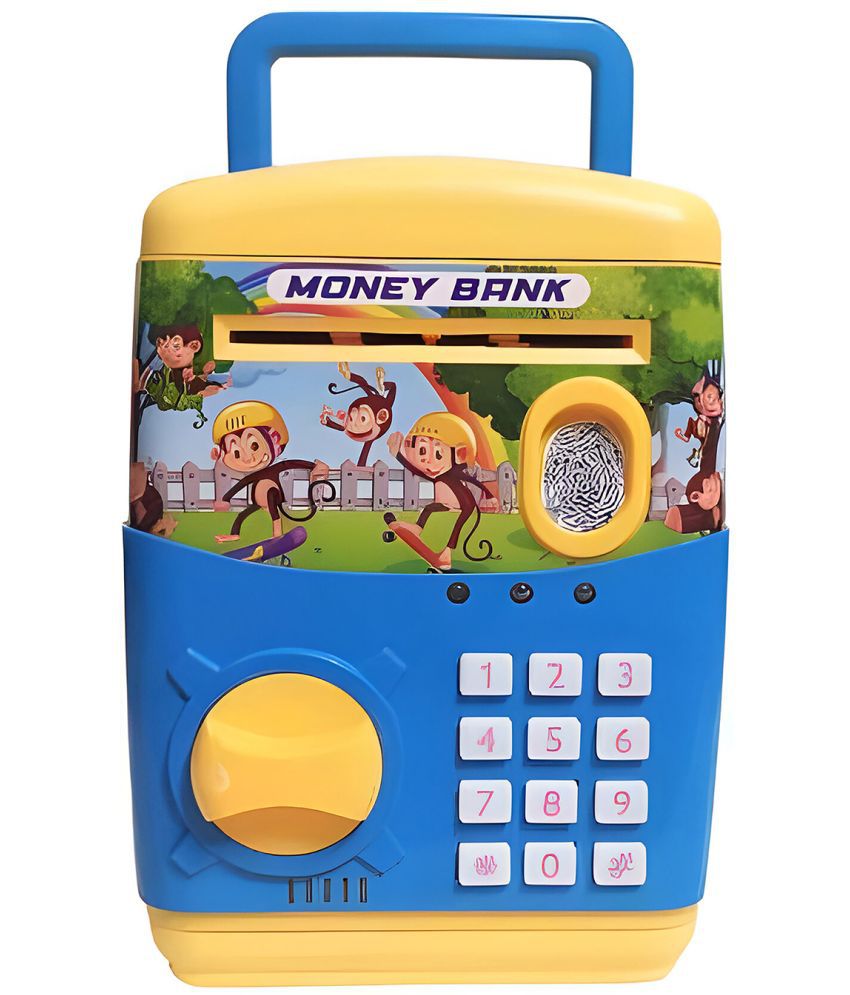     			RAINBOW RIDERS ATM Money Safe Bank For Kids with Finger Print Sensor Piggy Savings Bank with Electronic Lock, For  Girls & Boys Age 2, 3, 4, 5, 6, 7, 8 Plastic Battery Operated Toy Multicolour Options Are Available