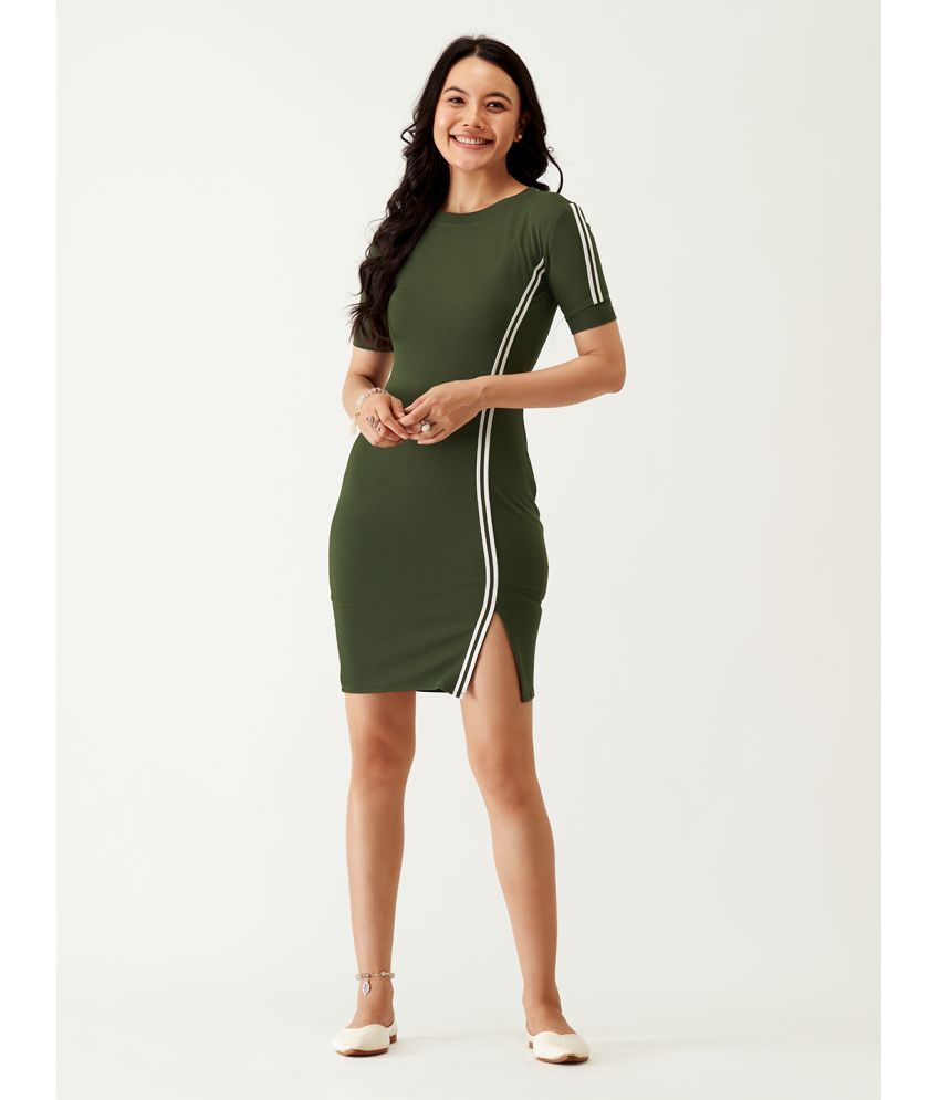     			aask Polyester Blend Solid Knee Length Women's Fit & Flare Dress - Green ( Pack of 1 )