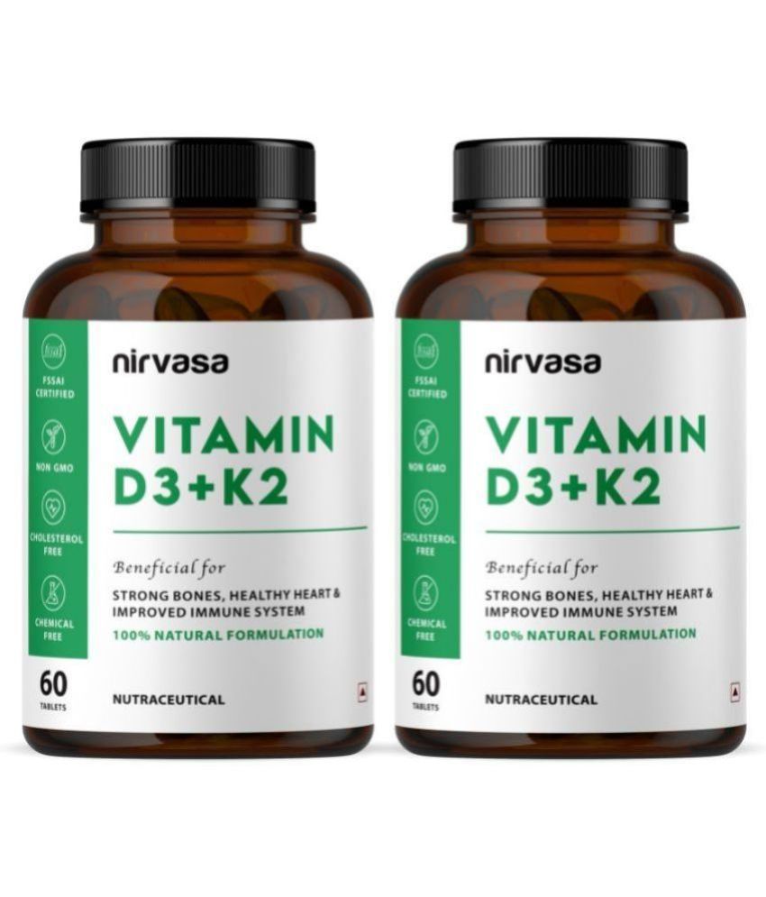     			Nirvasa Vitamin D3 + K2 Tablets with Calcium Carbonate & Vitamin K2 60 Tablets (Pack of 2)