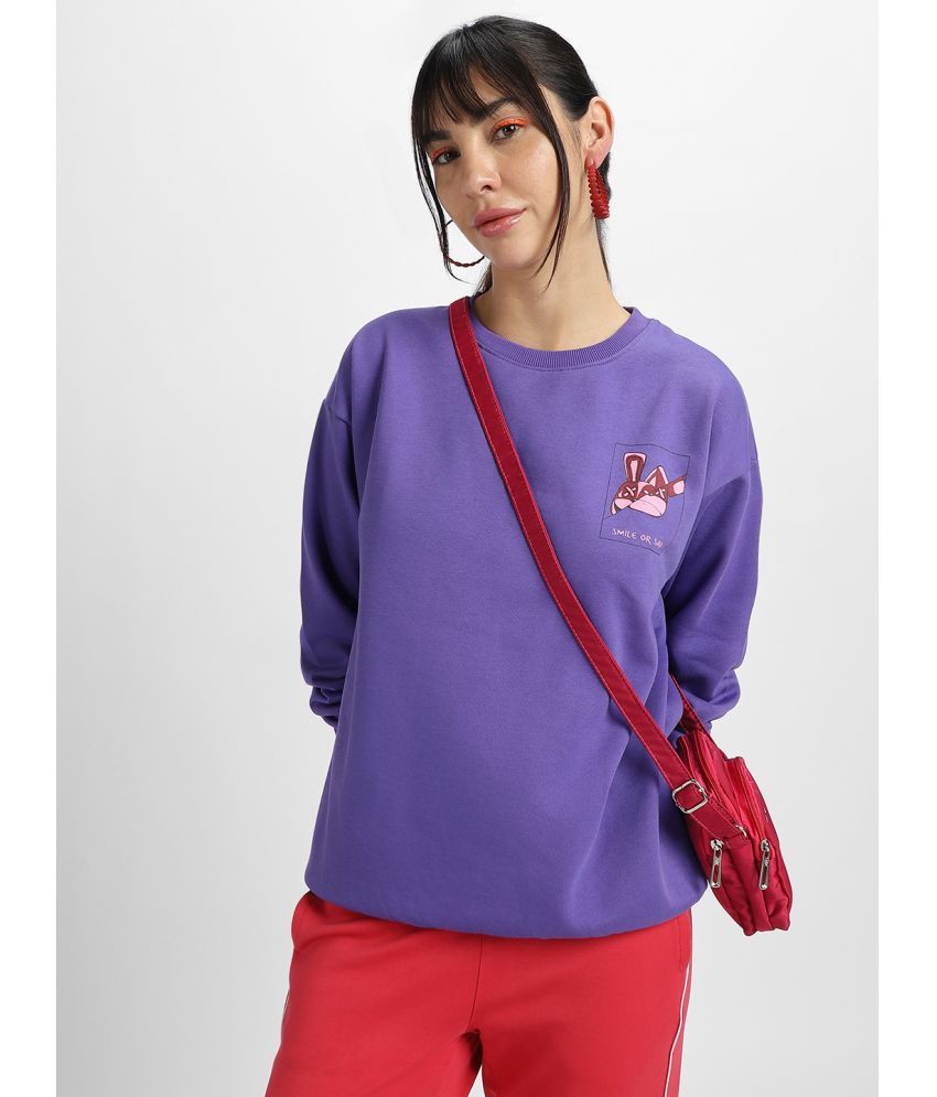     			JUNEBERRY Cotton - Fleece Women's Non Hooded Sweatshirt ( Purple )