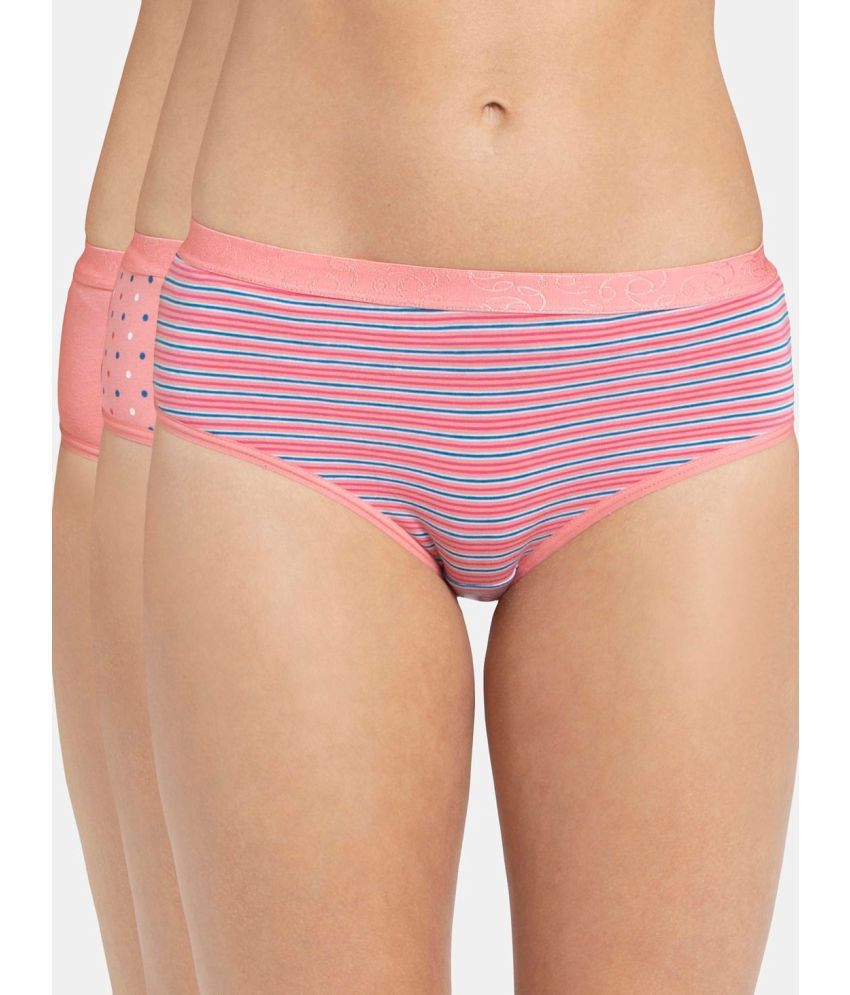     			Jockey 3006 Women's Cotton Elastane Hipster - Assorted Colors(Pack of 3 - Color & Prints May Vary)