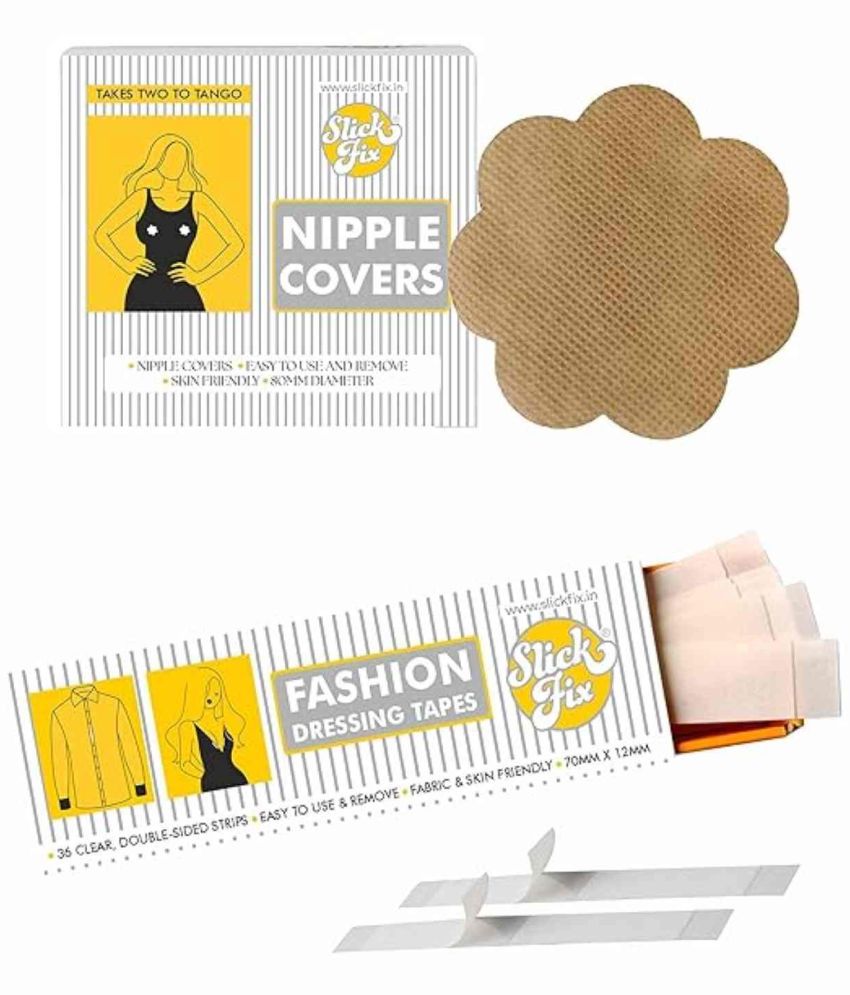     			SLICKFIX Combo Pack - Fashion Dressing Tape (36 pcs Each) & Nipple Covers (Skin Colour) (10 pcs Each)
