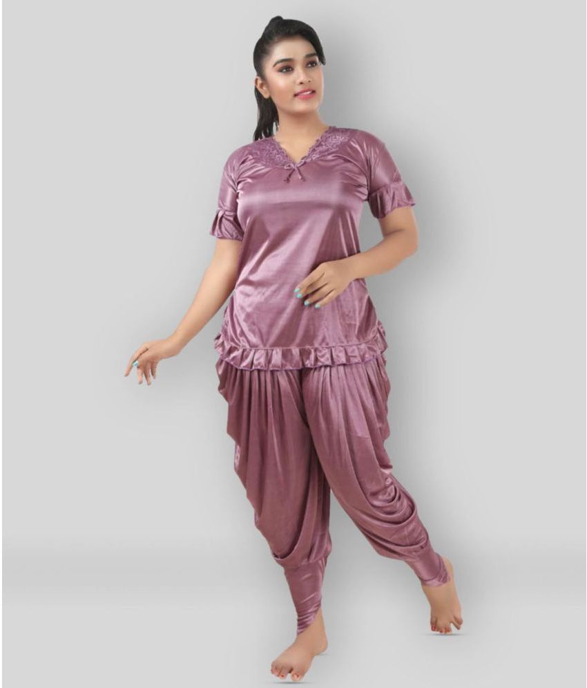     			Shikwa Purple Satin Women's Nightwear Nightsuit Sets ( Pack of 1 )