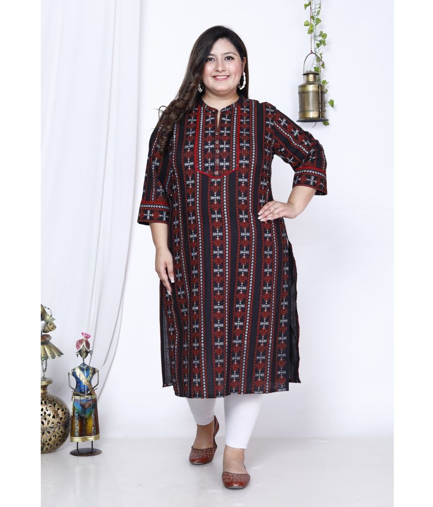     			Swasti Cotton Printed Straight Women's Kurti - Black ( Pack of 1 )