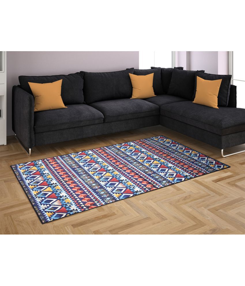     			HOMETALES Blue Velvet Carpet Abstract 4x6 Ft