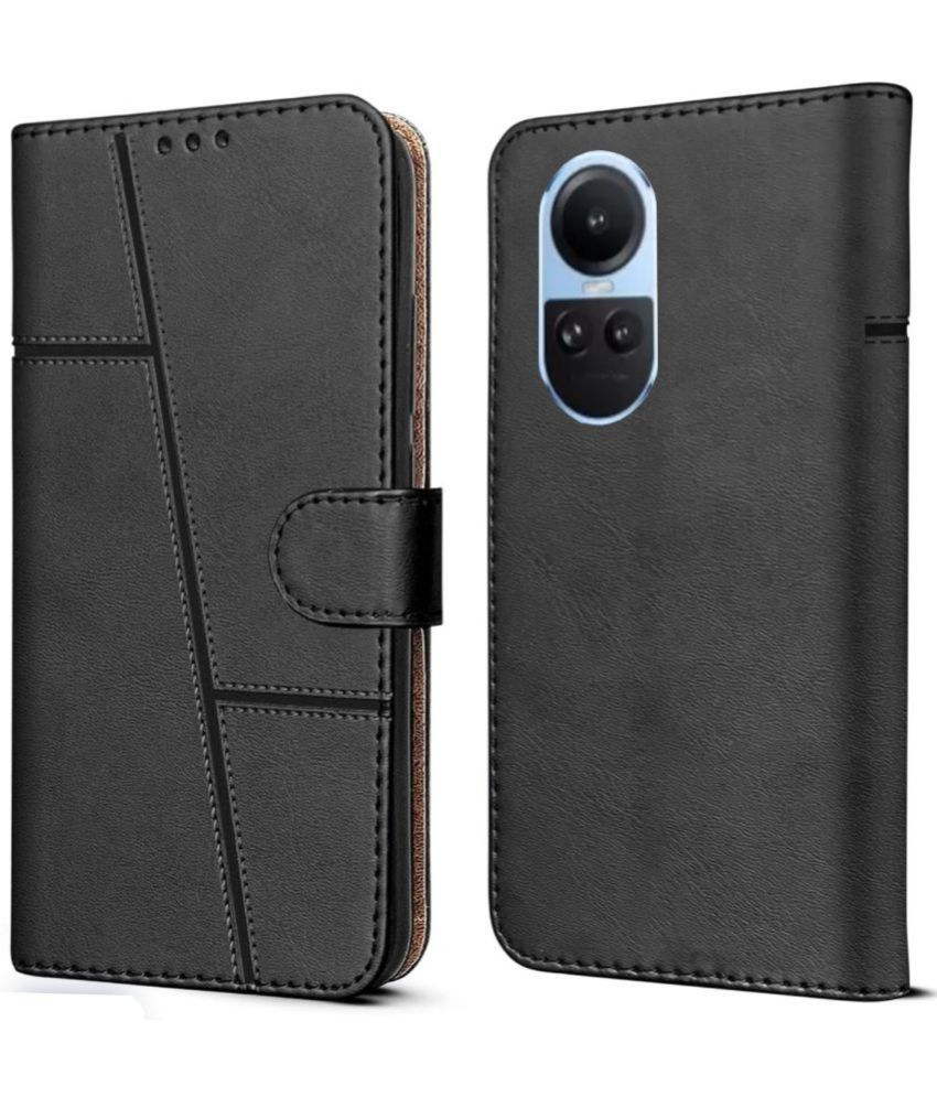     			NBOX Black Flip Cover Artificial Leather Compatible For Oppo Reno 10 5G ( Pack of 1 )