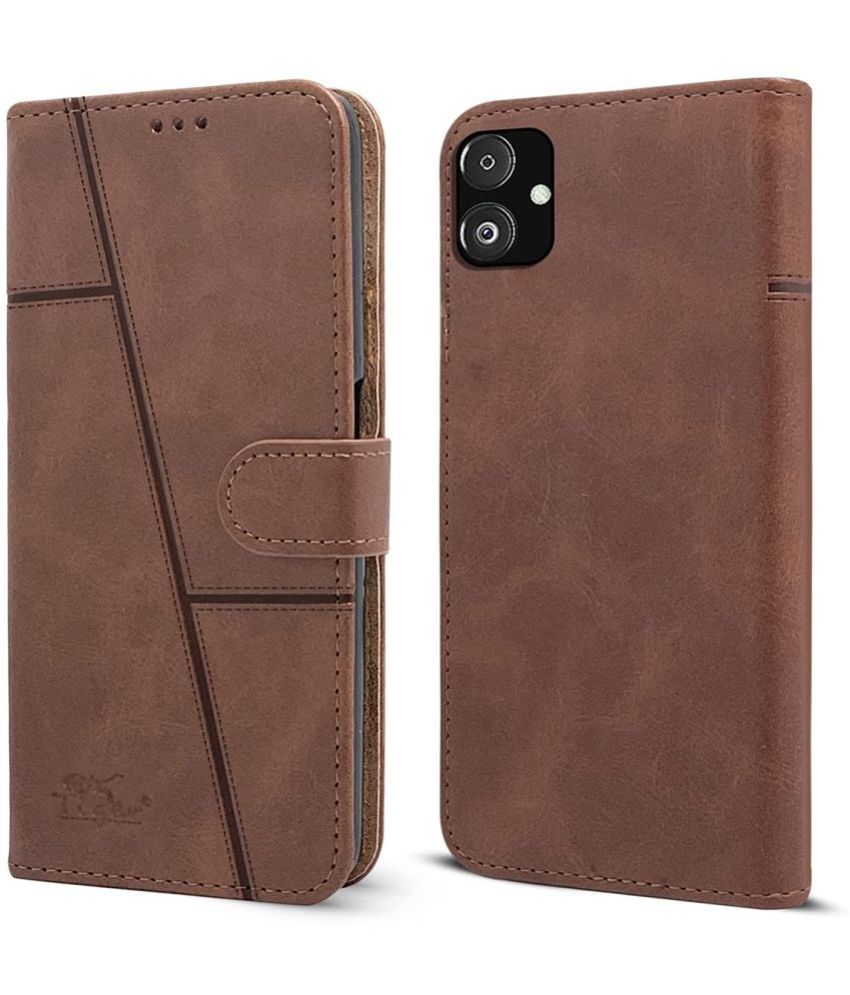     			NBOX Brown Flip Cover Artificial Leather Compatible For Samsung Galaxy F14 5G ( Pack of 1 )