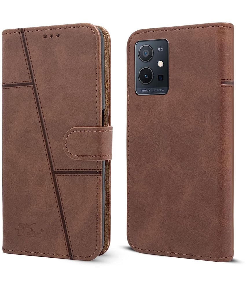     			NBOX Brown Flip Cover Artificial Leather Compatible For Vivo Y55 ( Pack of 1 )