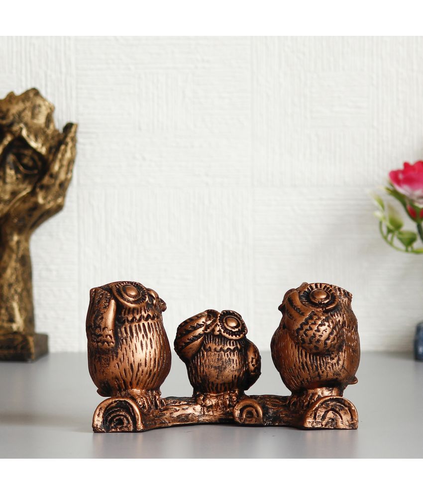     			eCraftIndia Brown 3 Owl Sitting on Branch Showpiece